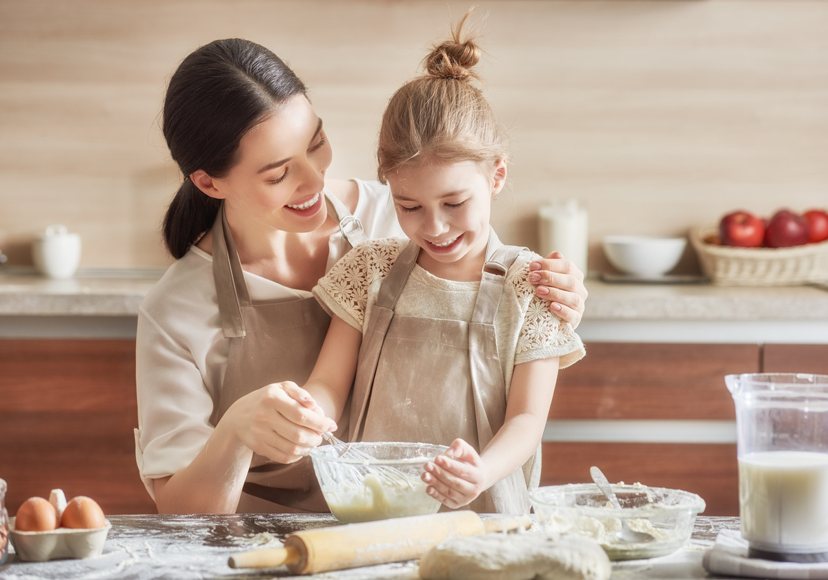Mother and Daughter Cooking
